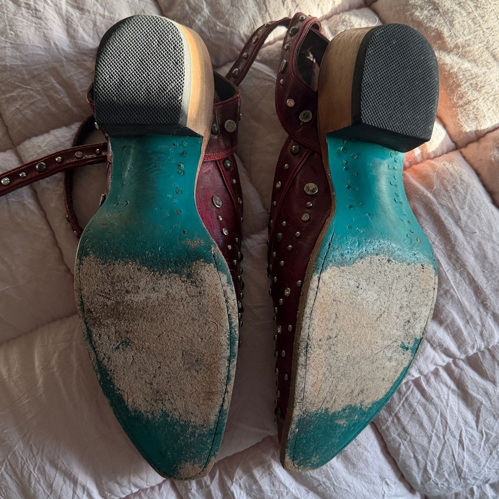 Studded Red Leather Lane Women's Shoes - Picture 3 of 3